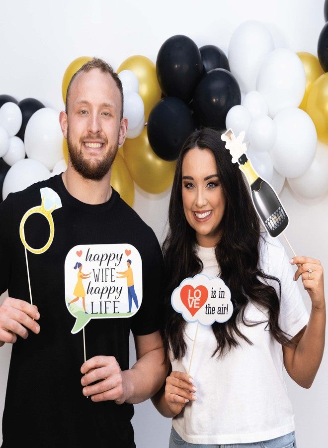 Outside The Booth Anniversary Photo Booth Props - 41-pc Photobooth Kit with 8 x 10-Inch Sign, 60 Adhesive Pads, 45 Sticks - Wedding Anniversary Photo Props - Wedding Photo Booth Props - Image 5