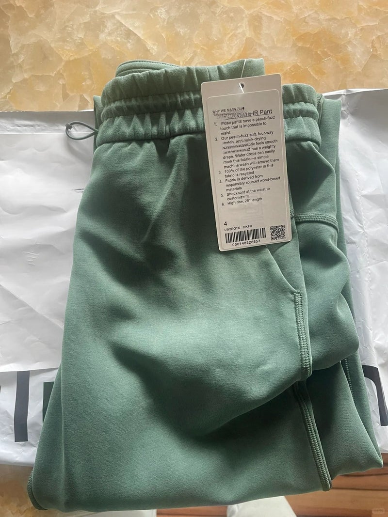 Lulu Same Yoga Wide Leg Pants SoftstremI Pants Sports Casual Pants Womens Loose Straight Leg Length Smoked spruce green 