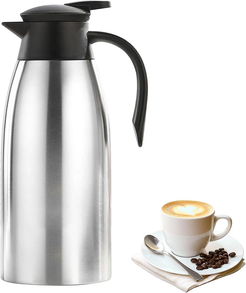 SAGREENY 2 L/70 oz Thermal Coffee Carafe for keeping hot, Updated Carafe, Airpot Stainless Steel Thermos Urn Beverage Dispenser Vacuum Thermal Pot Flask for Coffee, Hot Water,Keep Hot 12 Hour(silver) - Image 1