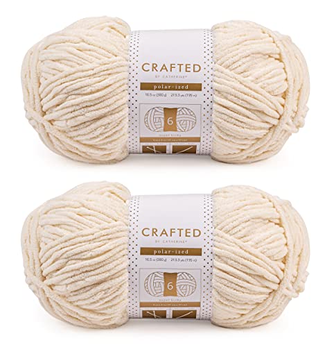 Crafted By Catherine Blanket Solid Yarn - 2 Pack (213 Yards Each Skein), Antique White, Gauge 6 Super Bulky - Image 1