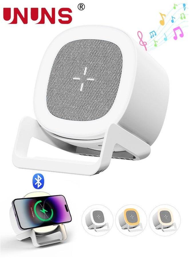 UNUNS Bluetooth Speaker,4-In-1 Speaker With RGB light,Wireless Charger,Phone Holder,3 Levels Touch Night Light,For Home Party Outdoor Beach,Electronic Gadgets,Birthday Gift  - Image 1