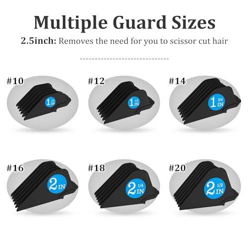 CR8GR8 Clipper Guards for Wahl 10 12 14 16 18 20 Hair Clipper Guards 6pcs Extra Long Clipper Guard Attachments 2.5 Inch Clipper Guides Multiple Sizes Universal 2.5", 2.25", 2", 1.75", 1.5", 1.25" (Black) - Image 5