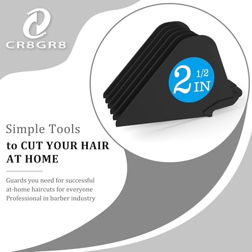 CR8GR8 Clipper Guards for Wahl 10 12 14 16 18 20 Hair Clipper Guards 6pcs Extra Long Clipper Guard Attachments 2.5 Inch Clipper Guides Multiple Sizes Universal 2.5", 2.25", 2", 1.75", 1.5", 1.25" (Black) - Image 4