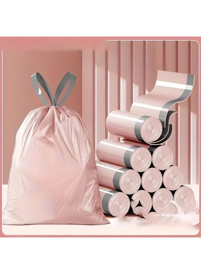 12 Pcs Pink Drawstring Trash Bags Kitchen Dormitory Waste Bags With Secure Tie Handles - Image 5