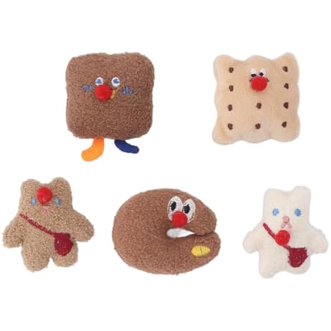 NOENNULL 5 Pcs Plush Cookie Toys Adorable Dashboard Cookie Toys Plush Toy Figure Decoration Car Interior Ornaments - Image 1