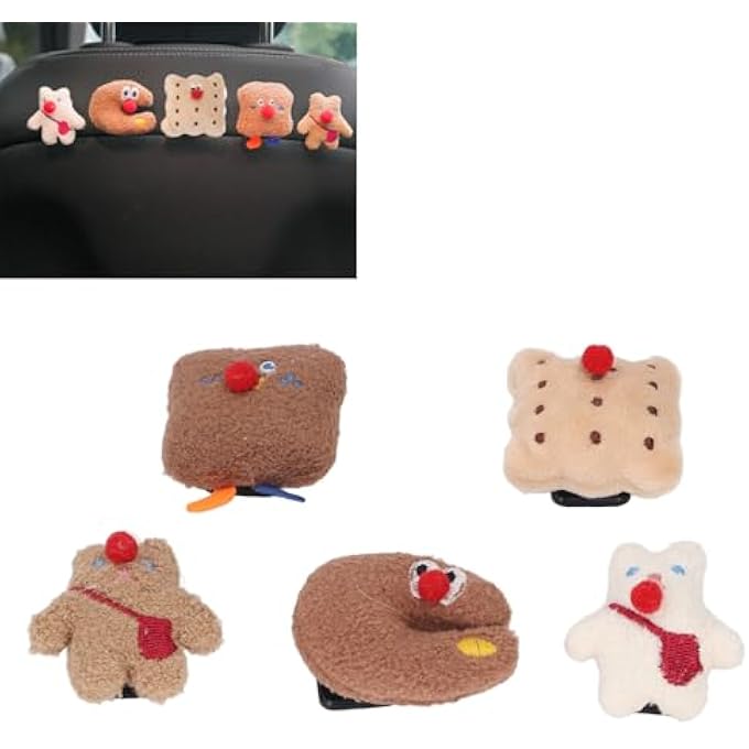 NOENNULL 5 Pcs Plush Cookie Toys Adorable Dashboard Cookie Toys Plush Toy Figure Decoration Car Interior Ornaments - Image 3