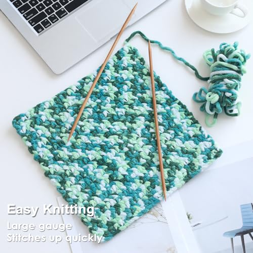 Knyteruna #6 Super Bulky Blanket Yarn for Crocheting - 4 Skeins(Each 10.5oz/300g, 220yds/201m), Chunky Chenille Thick Plush Big Soft Yarn for Crocheting Knitting Blankets, Forest & Teal & Sky & Mint - Image 5