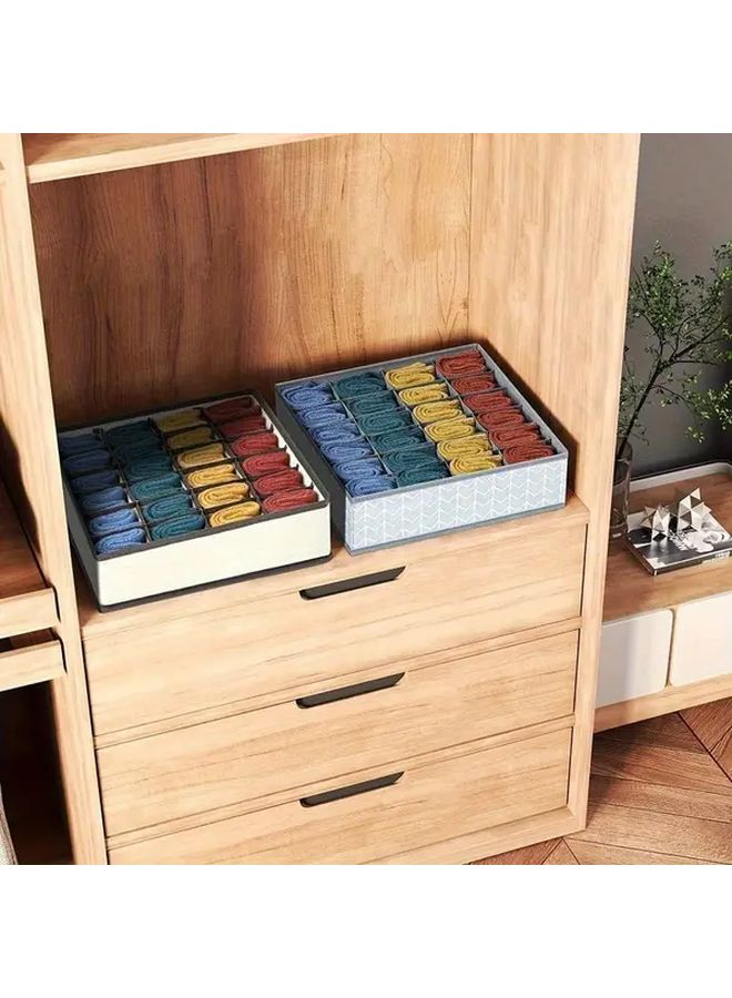 Large Capacity Gray Fabric Underwear Storage Box 24 Grids Drawer Organizer - Image 2