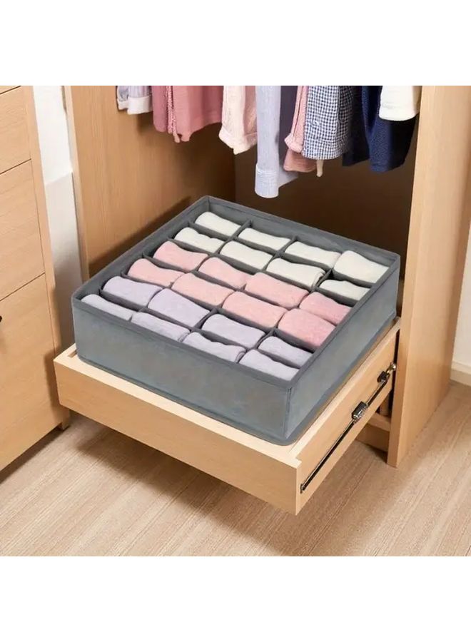 Large Capacity Gray Fabric Underwear Storage Box 24 Grids Drawer Organizer - Image 4