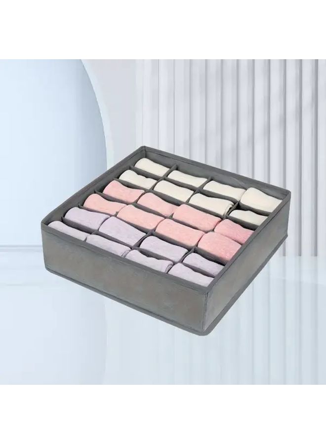 Large Capacity Gray Fabric Underwear Storage Box 24 Grids Drawer Organizer - Image 1