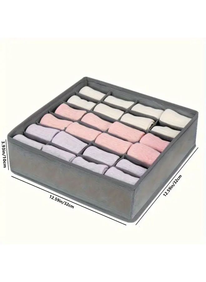 Large Capacity Gray Fabric Underwear Storage Box 24 Grids Drawer Organizer - Image 3