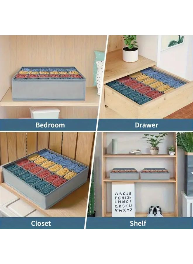 Large Capacity Gray Fabric Underwear Storage Box 24 Grids Drawer Organizer - Image 5