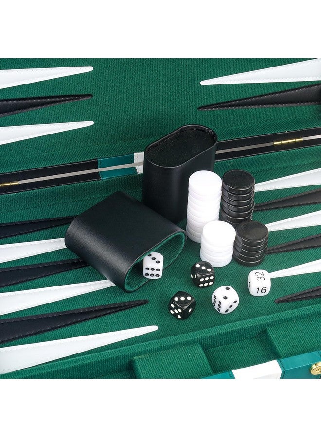 RERIVER Backgammon Set 2 Players Classic Backgammon Sets for Adults Board Game with Black PU Leather Case Portable and Travel Backgammon Set (Green, 15inch) - Image 5