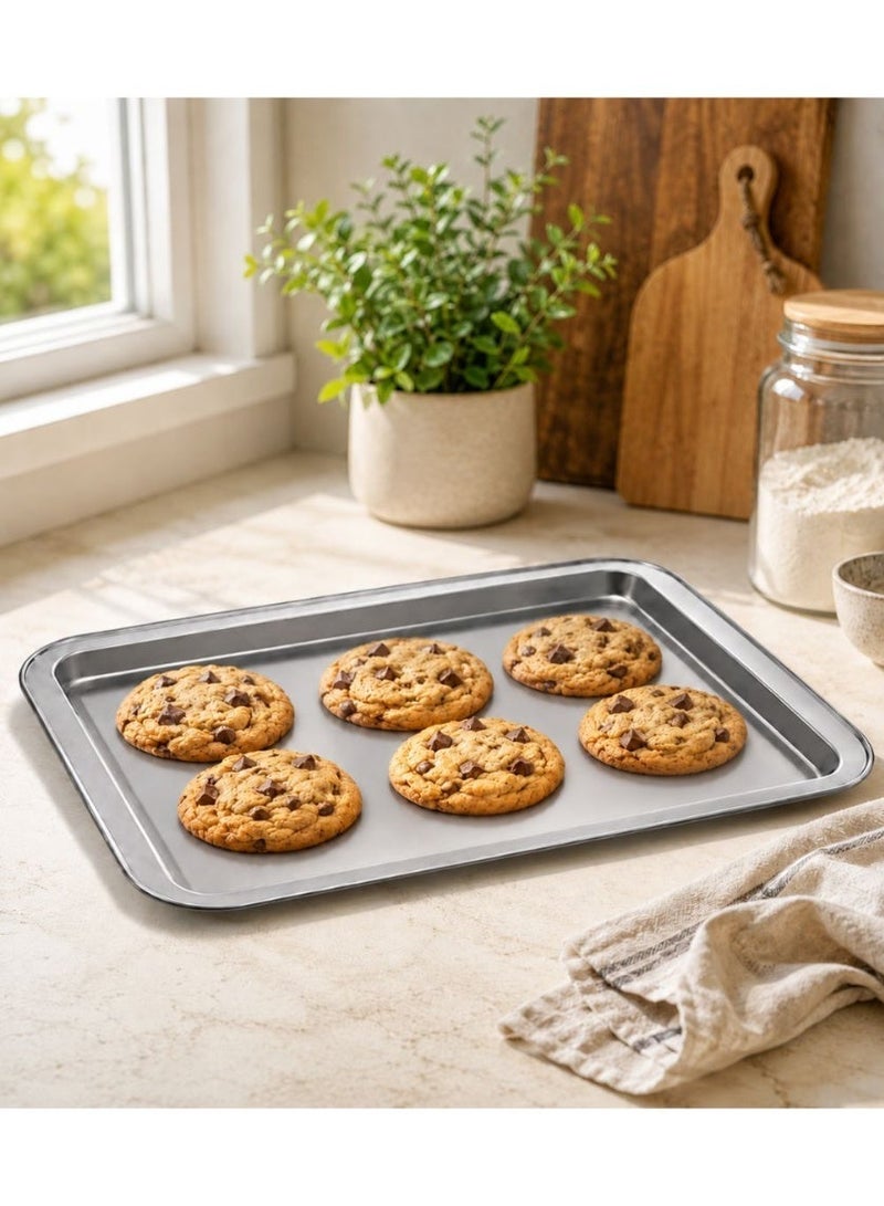 BLACKSTONE Nonstick Cookie Sheet, 47 cm, Oven Safe Up to 230C, Carbon Steel Rectangular Baking Tray for Cookies and Roasting, Black, BCS0702 - Image 2