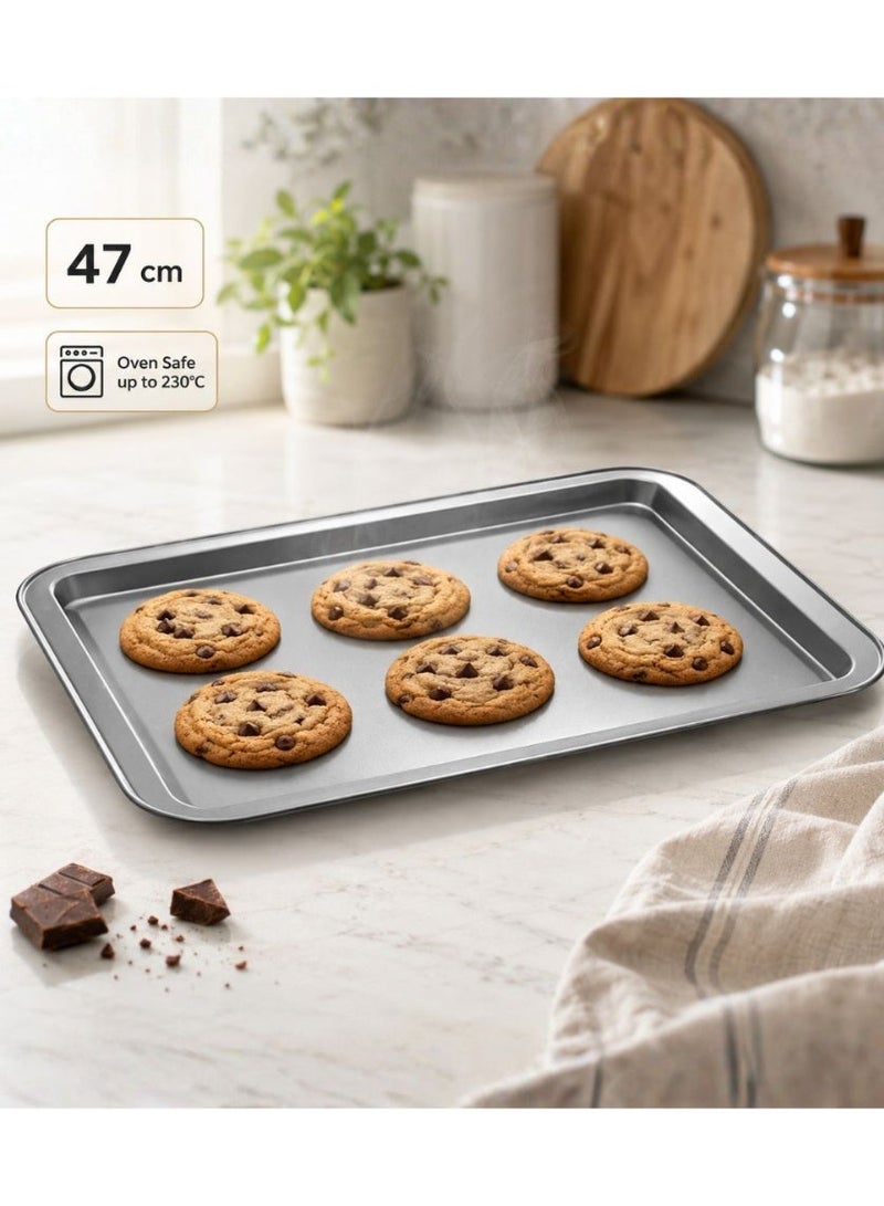 BLACKSTONE Nonstick Cookie Sheet, 47 cm, Oven Safe Up to 230C, Carbon Steel Rectangular Baking Tray for Cookies and Roasting, Black, BCS0702 - Image 4