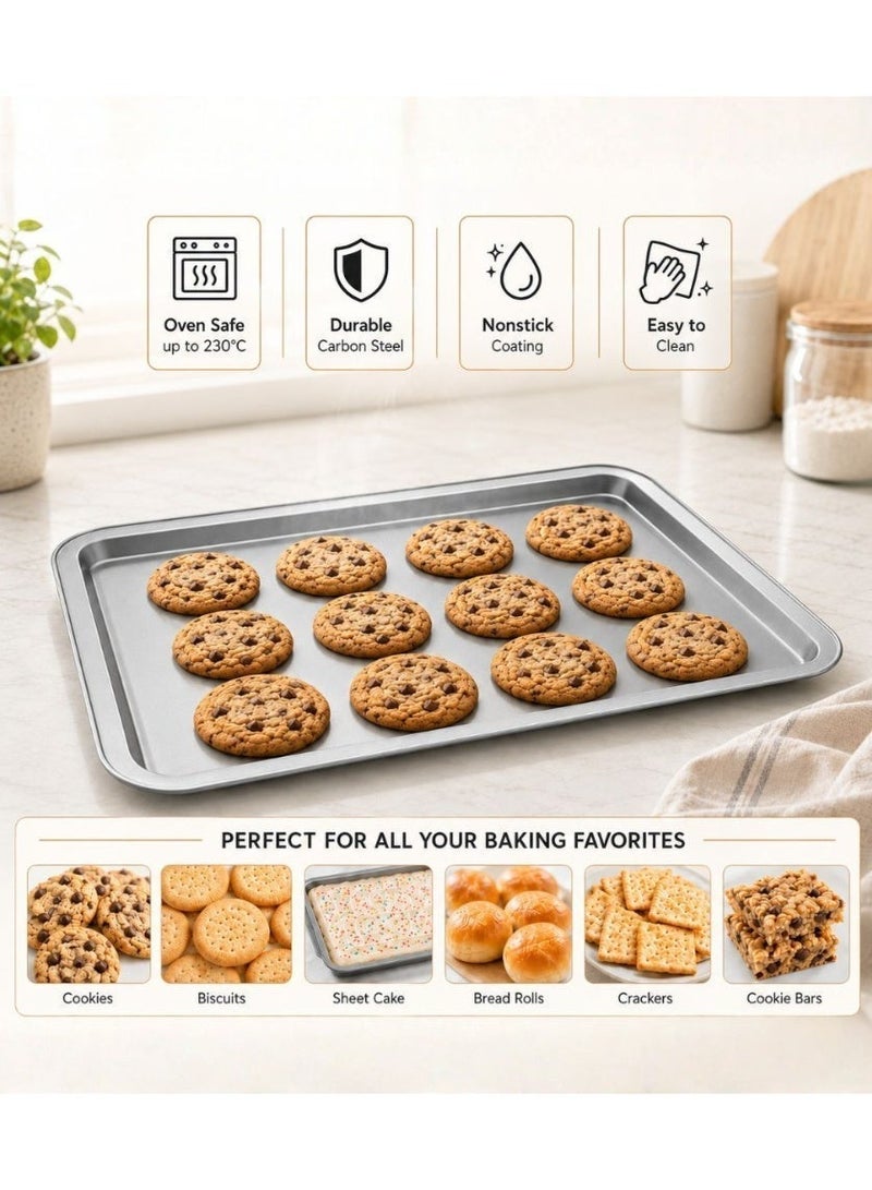 BLACKSTONE Nonstick Cookie Sheet, 47 cm, Oven Safe Up to 230C, Carbon Steel Rectangular Baking Tray for Cookies and Roasting, Black, BCS0702 - Image 5