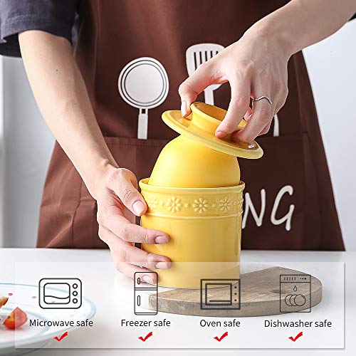 KOOV Ceramic Butter Crock, Butter Keeper for Counter, French Butter Dish Big Capacity (Yellow) - Image 5