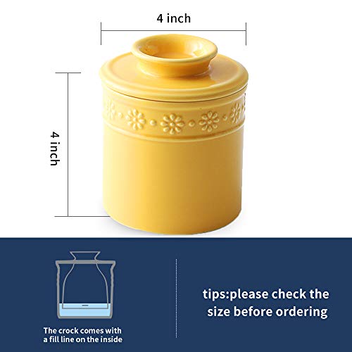 KOOV Ceramic Butter Crock, Butter Keeper for Counter, French Butter Dish Big Capacity (Yellow) - Image 3