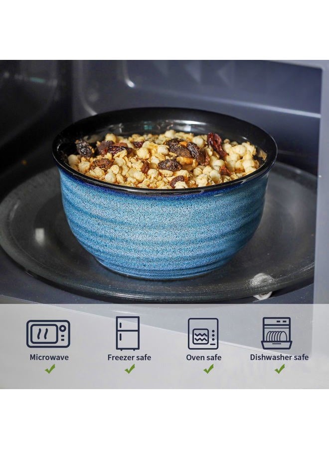Hasense Cereal Bowl Set of 6, 20 Ounces Ceramic Soup Bowls Set for Kitchen, Suit for Cereal Soup Rice Pasta Salad Oatmeal, Microwave and Dishwasher Safe(Blue) - Image 4