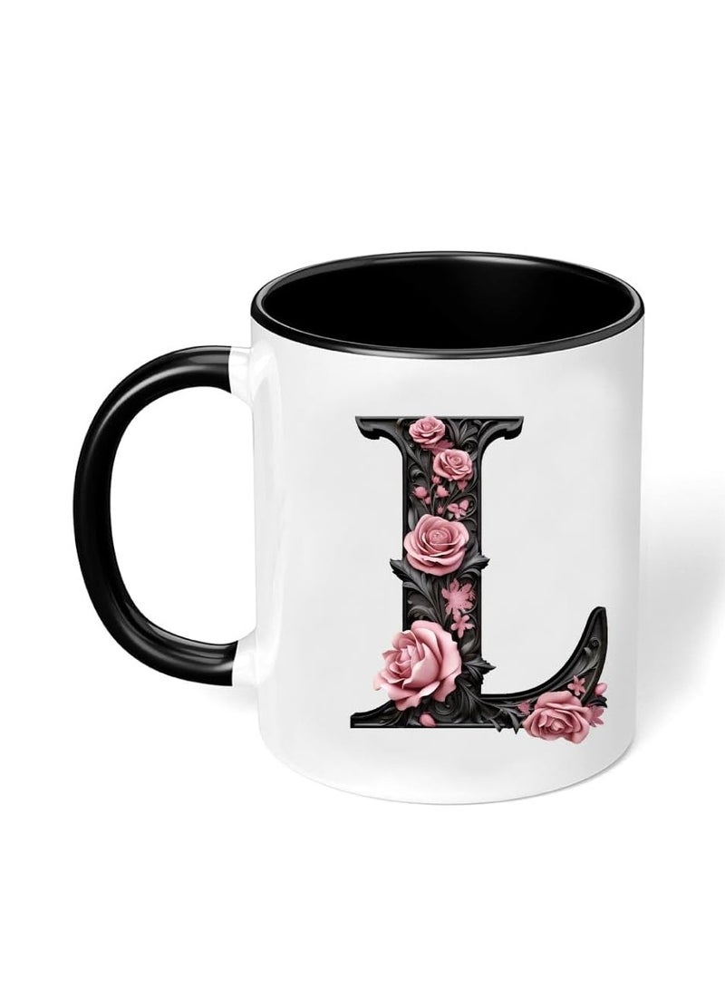 RYN® Ceramic Coffee Mug with Initial Design Printed Gift for Coffee and Tea Lovers 11 Oz  alphabet L - Image 2