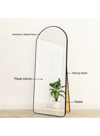 Full Length Rectangular Shape Mirror With Stand, Arched Wall Mirror, Black Floor Mirror Freestanding, Wall Mounted Mirror for Bedroom Living Room 2