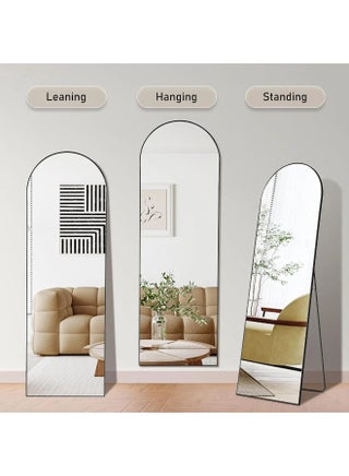 Full Length Rectangular Shape Mirror With Stand, Arched Wall Mirror, Black Floor Mirror Freestanding, Wall Mounted Mirror for Bedroom Living Room 3