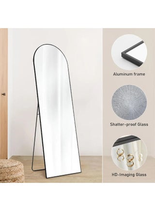 Full Length Rectangular Shape Mirror With Stand, Arched Wall Mirror, Black Floor Mirror Freestanding, Wall Mounted Mirror for Bedroom Living Room 6