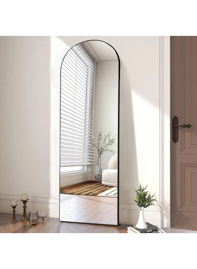 Noon East Full Length Rectangular Shape Mirror With Stand, Arched Wall Mirror, Black Floor Mirror Freestanding, Wall Mounted Mirror for Bedroom Living Room  - Image 1