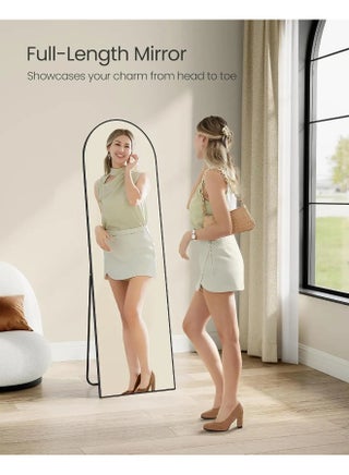 Full Length Rectangular Shape Mirror With Stand, Arched Wall Mirror, Black Floor Mirror Freestanding, Wall Mounted Mirror for Bedroom Living Room 7