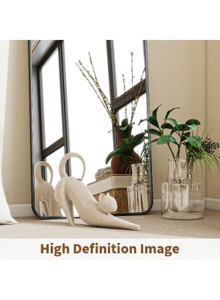 Full Length Rectangular Shape Mirror With Stand, Arched Wall Mirror, Black Floor Mirror Freestanding, Wall Mounted Mirror for Bedroom Living Room 5