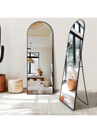 Full Length Rectangular Shape Mirror With Stand, Arched Wall Mirror, Black Floor Mirror Freestanding, Wall Mounted Mirror for Bedroom Living Room 4