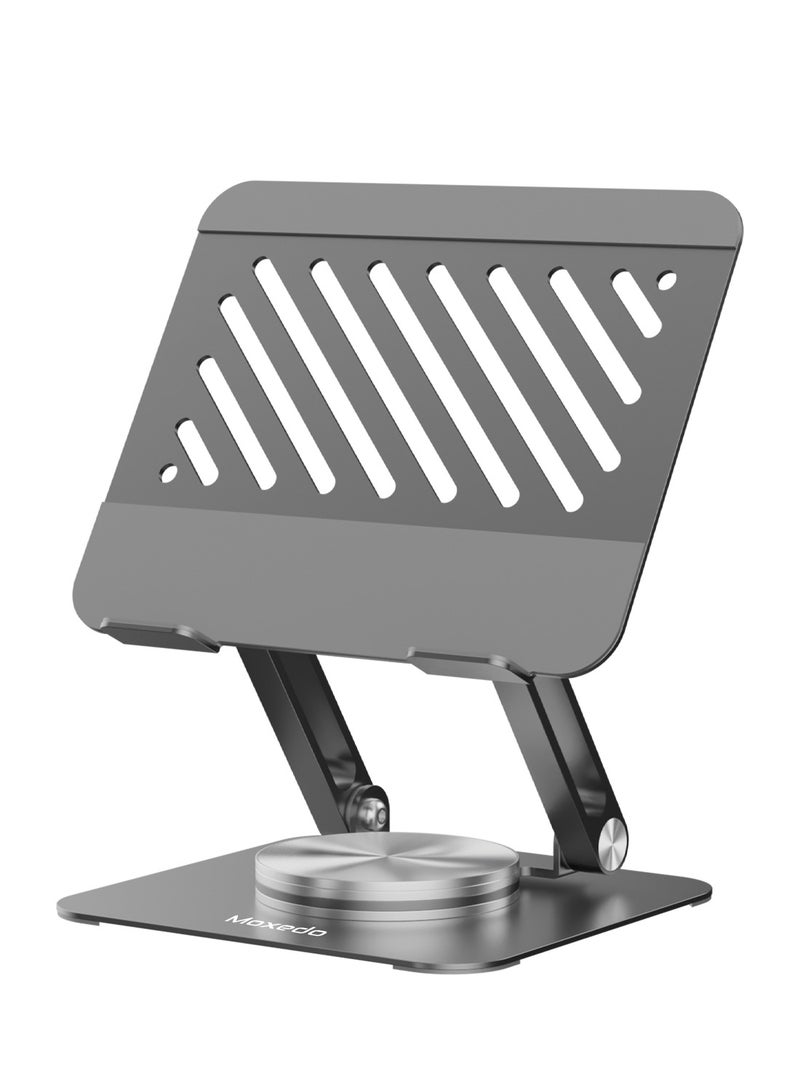 Moxedo Aluminium 360° Rotatable Tablet Stand Dual Rod Adjustable Foldable Tablet Riser/Holder for Desk Compatible with 4.7” to 16.5” iPads and Tablets - Image 1