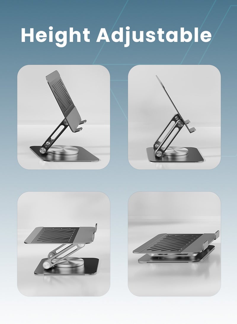 Moxedo Aluminium 360° Rotatable Tablet Stand Dual Rod Adjustable Foldable Tablet Riser/Holder for Desk Compatible with 4.7” to 16.5” iPads and Tablets - Image 5