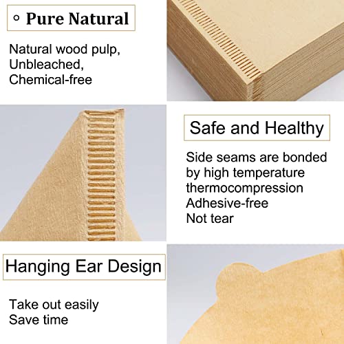 Revelook Cone Coffee Filters Size 02, 100 Count 1-4 Cups Unbleached V02 Disposable Coffee Filter Paper, Compatible with Conical Shaped Pour Over Coffee Dripper and Drip Coffee Maker - Image 4