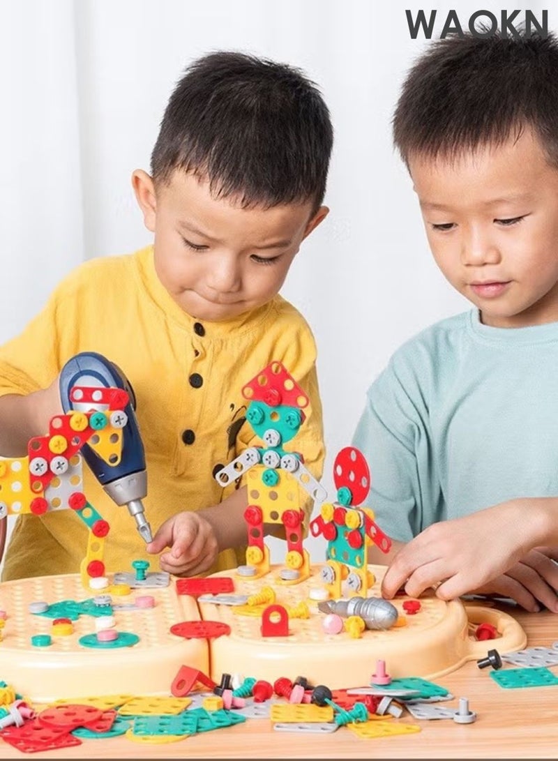 WAOKN Kids Screwdriver Toy Set - Drill Design Puzzle Constructions Toys，Children's Wisdom Simulation Repair Tool Box Toys,Boys and Girls Drill Set Stem Learning Toys Construction Engineering Building Block Games with Toy Drill & Screw Driver Tool Set for Girls Boys - Image 5