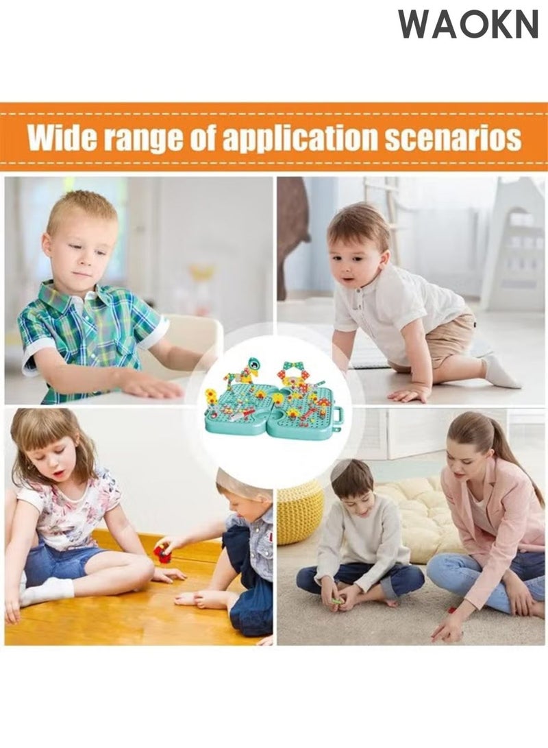 WAOKN Kids Screwdriver Toy Set - Drill Design Puzzle Constructions Toys，Children's Wisdom Simulation Repair Tool Box Toys,Boys and Girls Drill Set Stem Learning Toys Construction Engineering Building Block Games with Toy Drill & Screw Driver Tool Set for Girls Boys - Image 4