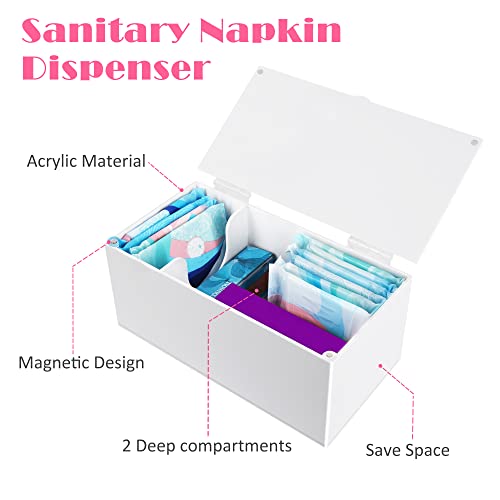 ChengFu Acrylic Magnetic Sanitary Napkin Storage Container, Pad Holder for Period, Sanitary Napkin Holder, Pad and Tampon Holder for Bathroom, Sanitary Napkin Dispenser, White - Image 4