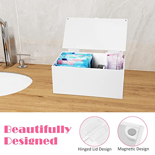 ChengFu Acrylic Magnetic Sanitary Napkin Storage Container, Pad Holder for Period, Sanitary Napkin Holder, Pad and Tampon Holder for Bathroom, Sanitary Napkin Dispenser, White - Image 3