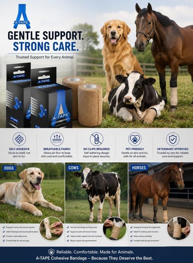 A-Tape Breathable Self Adhesive Cohesive Bandage Wrap - Athletic Non-Woven for Sports, Medical Use, Injuries, Knee & Wrist Support - Suitable for Humans & Pets (Navy Blue, 10 cm Pack Of 2) - Image 5