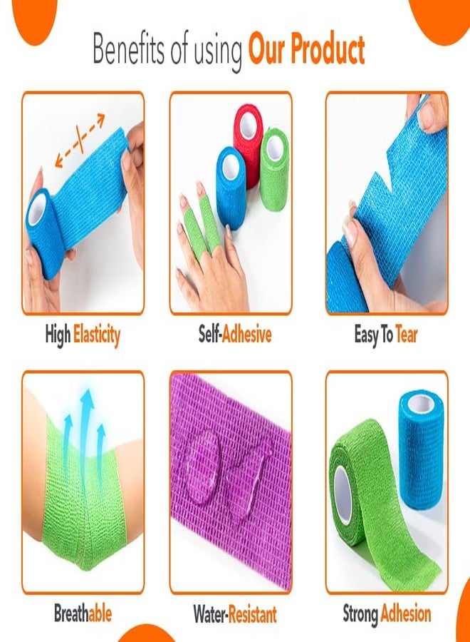A-Tape Breathable Self Adhesive Cohesive Bandage Wrap - Athletic Non-Woven for Sports, Medical Use, Injuries, Knee & Wrist Support - Suitable for Humans & Pets (Navy Blue, 10 cm Pack Of 2) - Image 4
