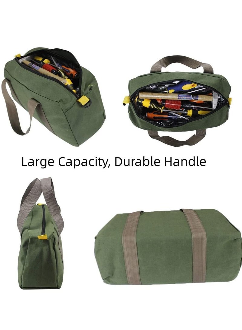 Y&D Canvas Tool Bag, 14 Inch Wide Mouth Heavy Duty Storage Bag with Large Capacity, Tote for Electricians, Power Organizer Pouch, Bags Men (Green)  - Image 4