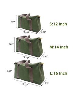 Y&D Canvas Tool Bag, 14 Inch Wide Mouth Heavy Duty Storage Bag with Large Capacity, Tote for Electricians, Power Organizer Pouch, Bags Men (Green)  - Image 2