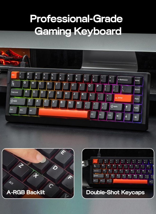 EPOMAKER HE68 Lite Hall Effect Gaming Keyboard, 8k Polling & 128K Scan Rate, 0.005mm Adjustable Trigger, 0.125ms Latency, 5-Layer Sound-Dampened, Snap Key, SOCD, A-RGB, Wired, Mac Software (Black Red) - Image 4