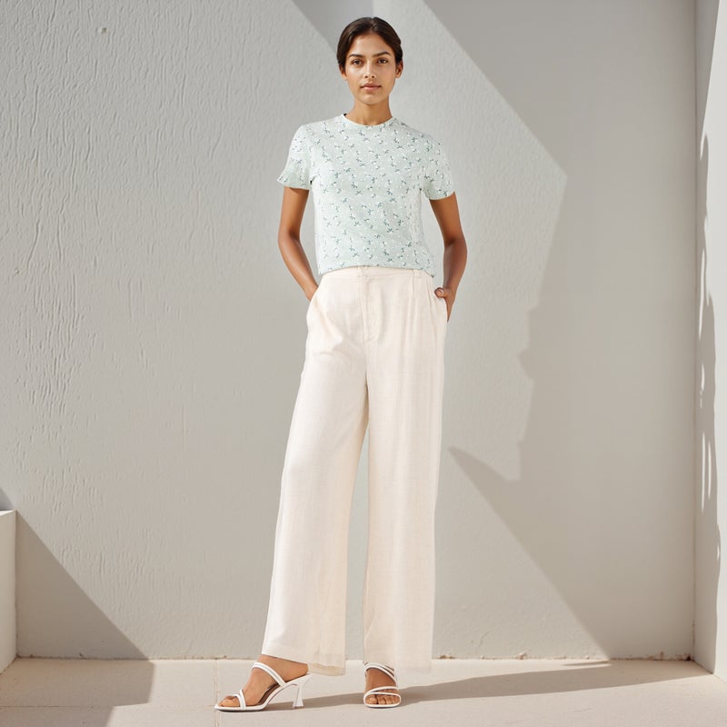 سبلاش فيڤ تيشيرت بطبعة زهور بياقة دائرية وأكمام قصيرة - Image 2