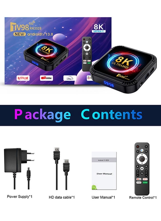 TV98 - Android 13.0 Smart TV Box 4G/64G 2.4G 5G Dual WIFI 6 BT4.0 H.265 8K UHD Media Player Set Top Boxes - Image 1