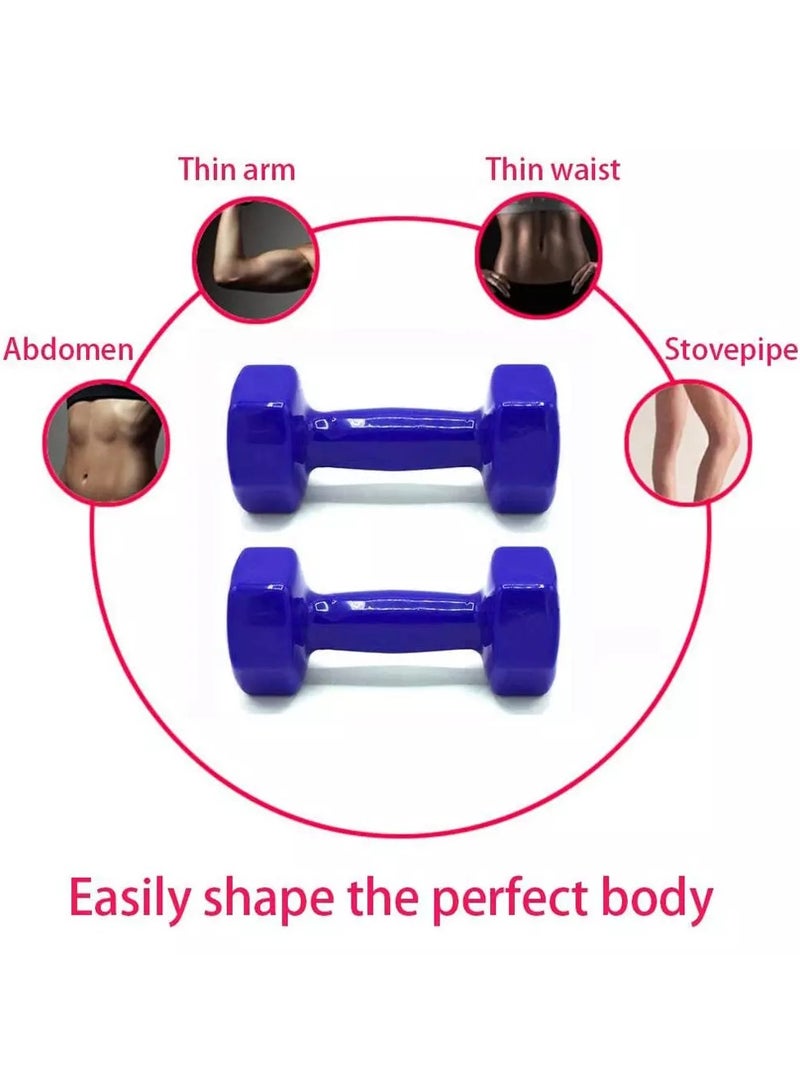 زوج دامبلز حديد مطلي بالفينيل شكل سداسي لتدريب العضلات 2 كجم، أزرق - Image 3