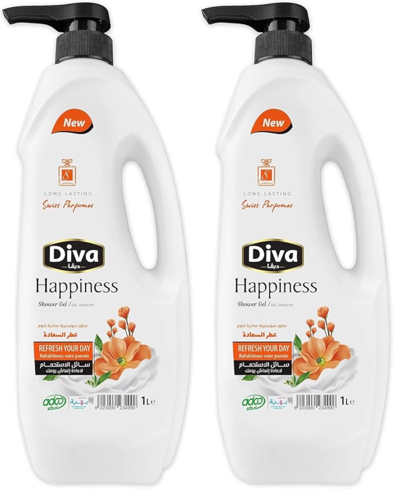 Diva Happiness Shower Gel 1 Liter (Pack of 2)