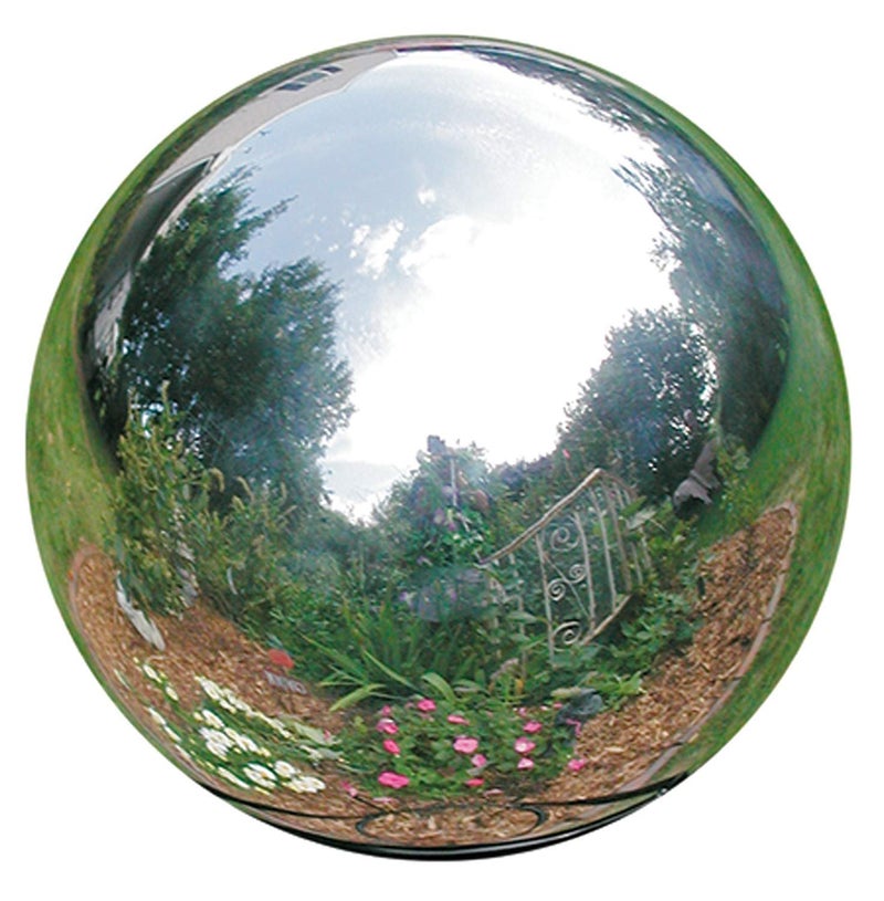 HomDSim 30 cm/12 inch Diameter Gazing Globe Mirror Ball,Silver Stainless Steel Polished Reflective Smooth Garden Sphere,Colorful and Shiny Addition to Any Garden or Home - Image 1
