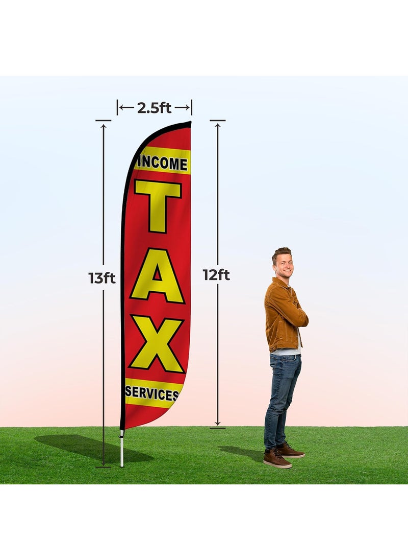 LookOurWay LookOurWay Feather Flag Pole Kit  12 Feet Tall Advertising Flag Banner with Fiberglass Pole Kit and Ground Spike for Business Promotion  Financial Services Flag  Income Tax Services 10M1200286  - Image 4