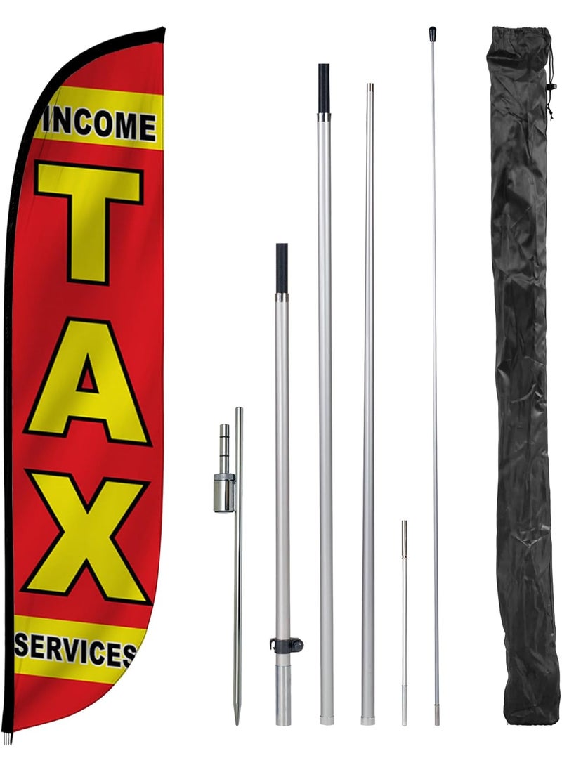 LookOurWay LookOurWay Feather Flag Pole Kit  12 Feet Tall Advertising Flag Banner with Fiberglass Pole Kit and Ground Spike for Business Promotion  Financial Services Flag  Income Tax Services 10M1200286  - Image 1